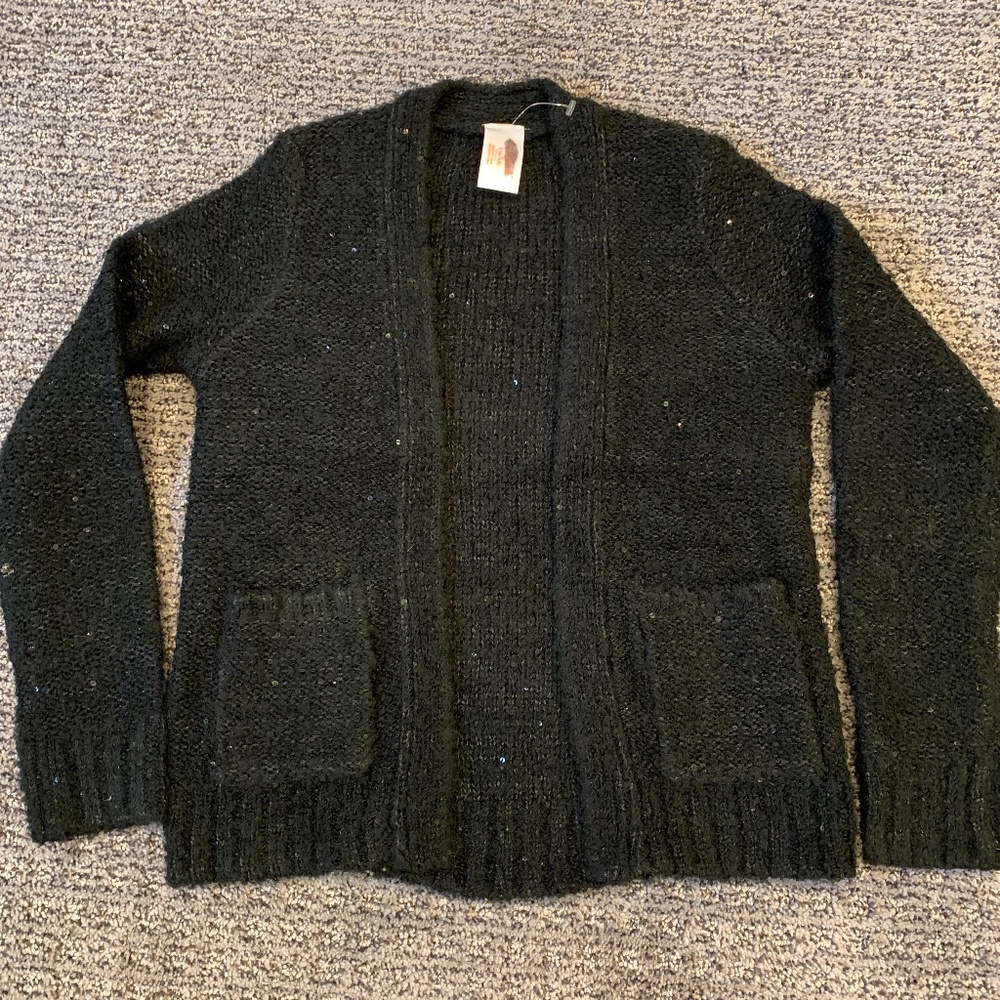 Cat & Jack Black Sequin Sparkly Open Cardigan Sz S